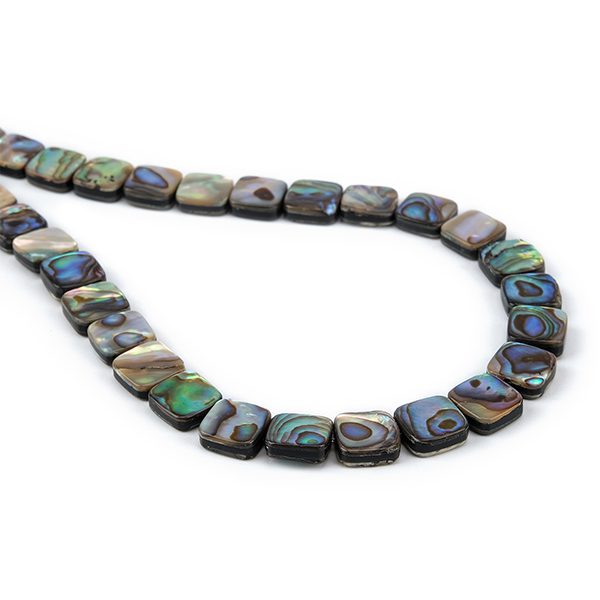 Square paua shell beads